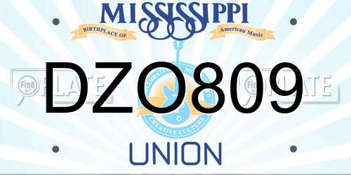 DZO809 Mississippi License Plate
