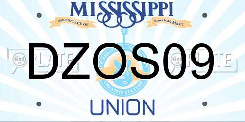 DZOS09 Mississippi License Plate