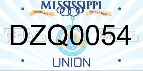 DZQ0054 Mississippi License Plate