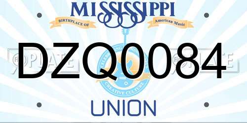 DZQ0084 Mississippi License Plate