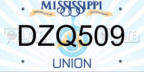 DZQ509 Mississippi License Plate