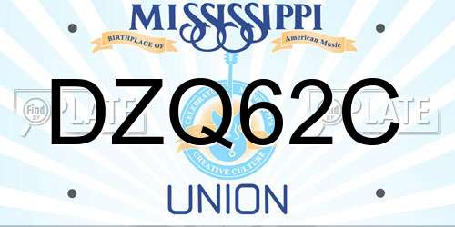 DZQ62C Mississippi License Plate