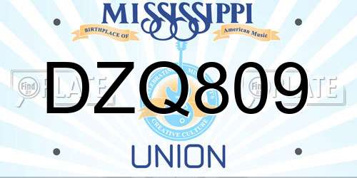 DZQ809 Mississippi License Plate