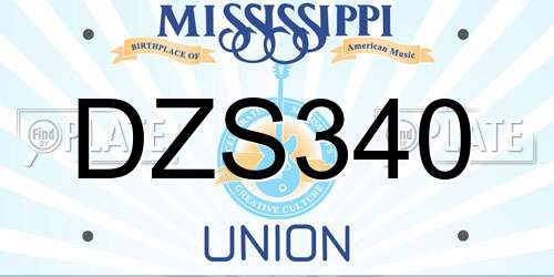 DZS340 Mississippi License Plate