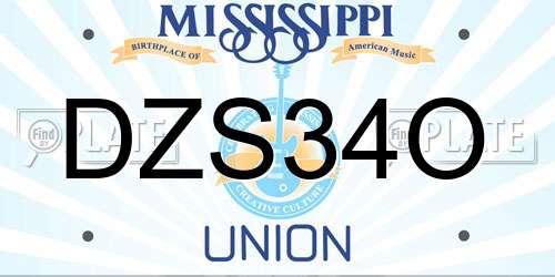 DZS34O Mississippi License Plate