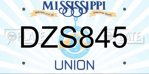 DZS845 Mississippi License Plate