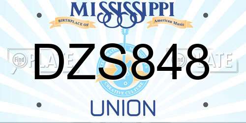 DZS848 Mississippi License Plate