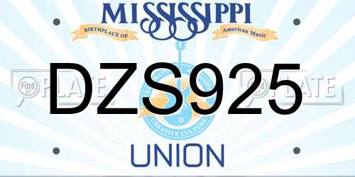DZS925 Mississippi License Plate