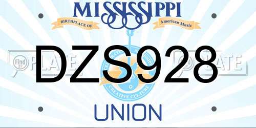 DZS928 Mississippi License Plate