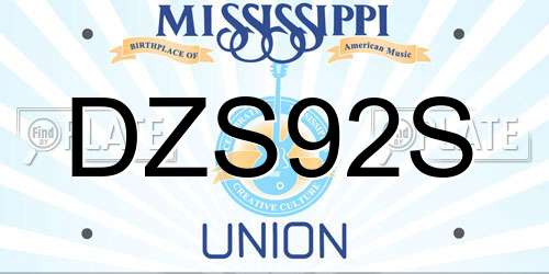 DZS92S Mississippi License Plate