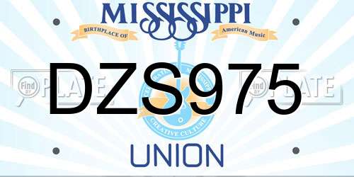 DZS975 Mississippi License Plate