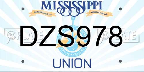 DZS978 Mississippi License Plate