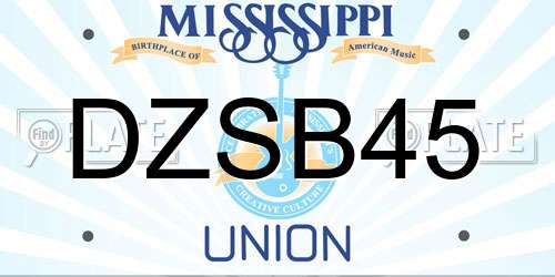 DZSB45 Mississippi License Plate