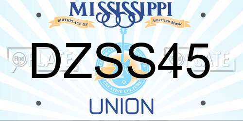 DZSS45 Mississippi License Plate