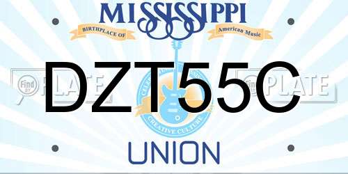 DZT55C Mississippi License Plate