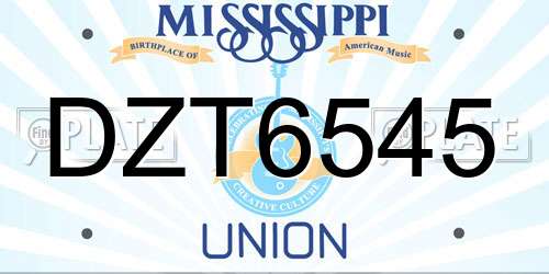 DZT6545 Mississippi License Plate