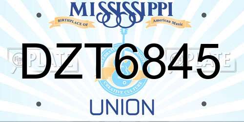 DZT6845 Mississippi License Plate