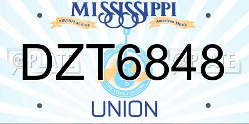 DZT6848 Mississippi License Plate
