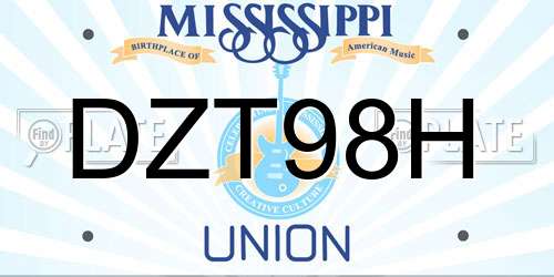 DZT98H Mississippi License Plate