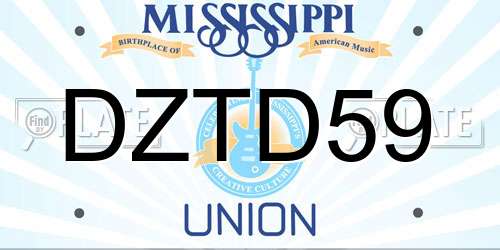 DZTD59 Mississippi License Plate