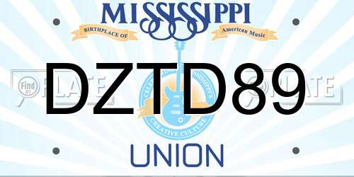 DZTD89 Mississippi License Plate