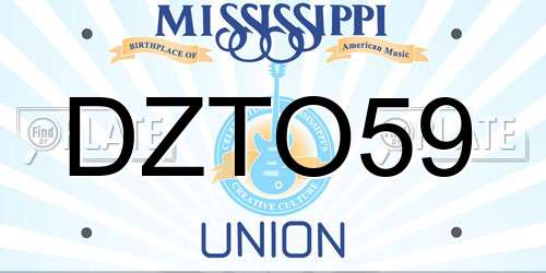 DZTO59 Mississippi License Plate