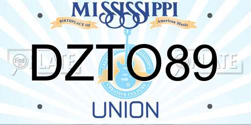 DZTO89 Mississippi License Plate