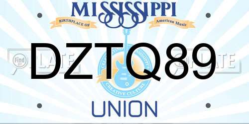 DZTQ89 Mississippi License Plate