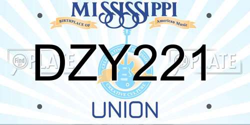 DZY221 Mississippi License Plate