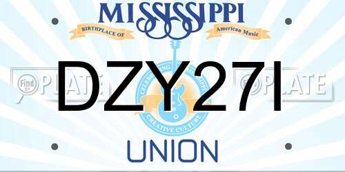 DZY27I Mississippi License Plate