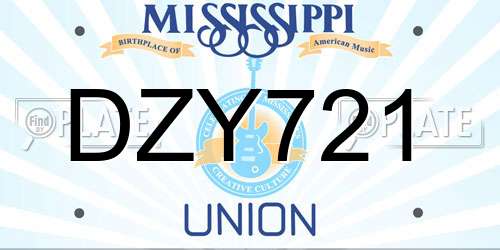 DZY721 Mississippi License Plate