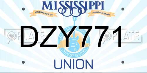 DZY771 Mississippi License Plate
