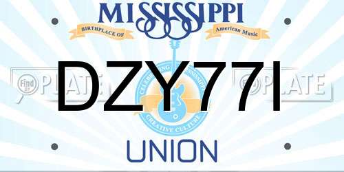 DZY77I Mississippi License Plate