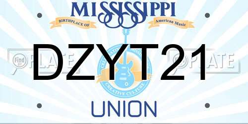 DZYT21 Mississippi License Plate