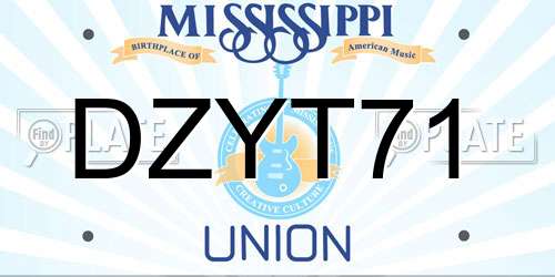 DZYT71 Mississippi License Plate