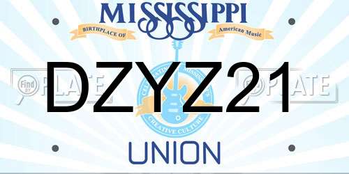 DZYZ21 Mississippi License Plate