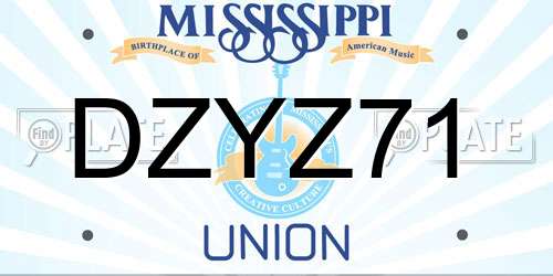 DZYZ71 Mississippi License Plate