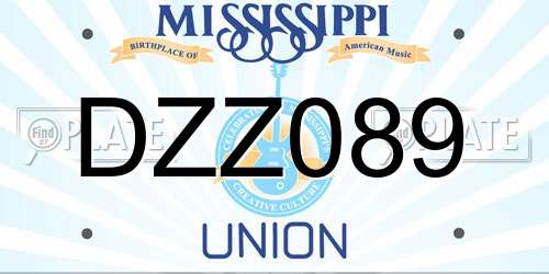 DZZ089 Mississippi License Plate