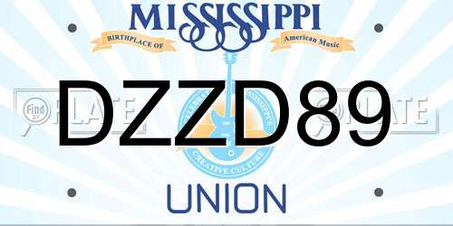 DZZD89 Mississippi License Plate
