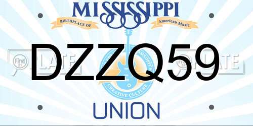 DZZQ59 Mississippi License Plate