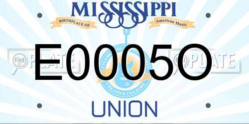 E0005O Mississippi License Plate
