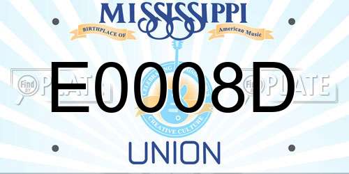 E0008D Mississippi License Plate