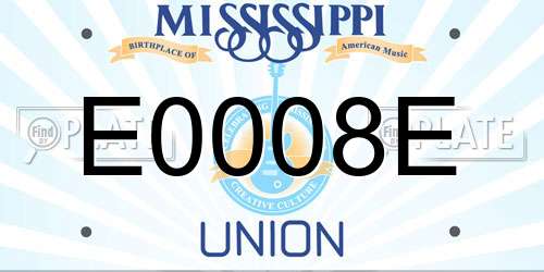 E0008E Mississippi License Plate