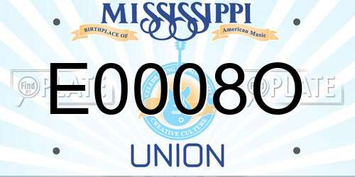 E0008O Mississippi License Plate