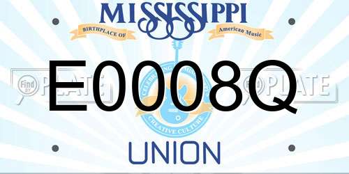E0008Q Mississippi License Plate
