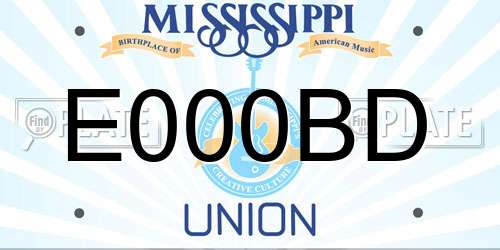E000BD Mississippi License Plate