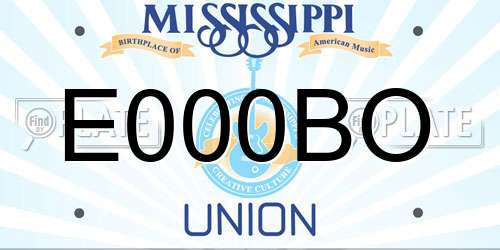 E000BO Mississippi License Plate