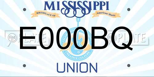E000BQ Mississippi License Plate