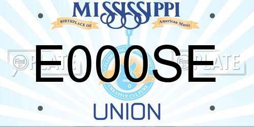 E000SE Mississippi License Plate