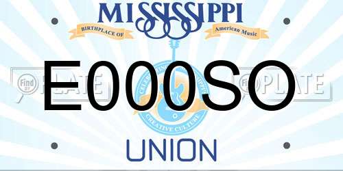 E000SO Mississippi License Plate